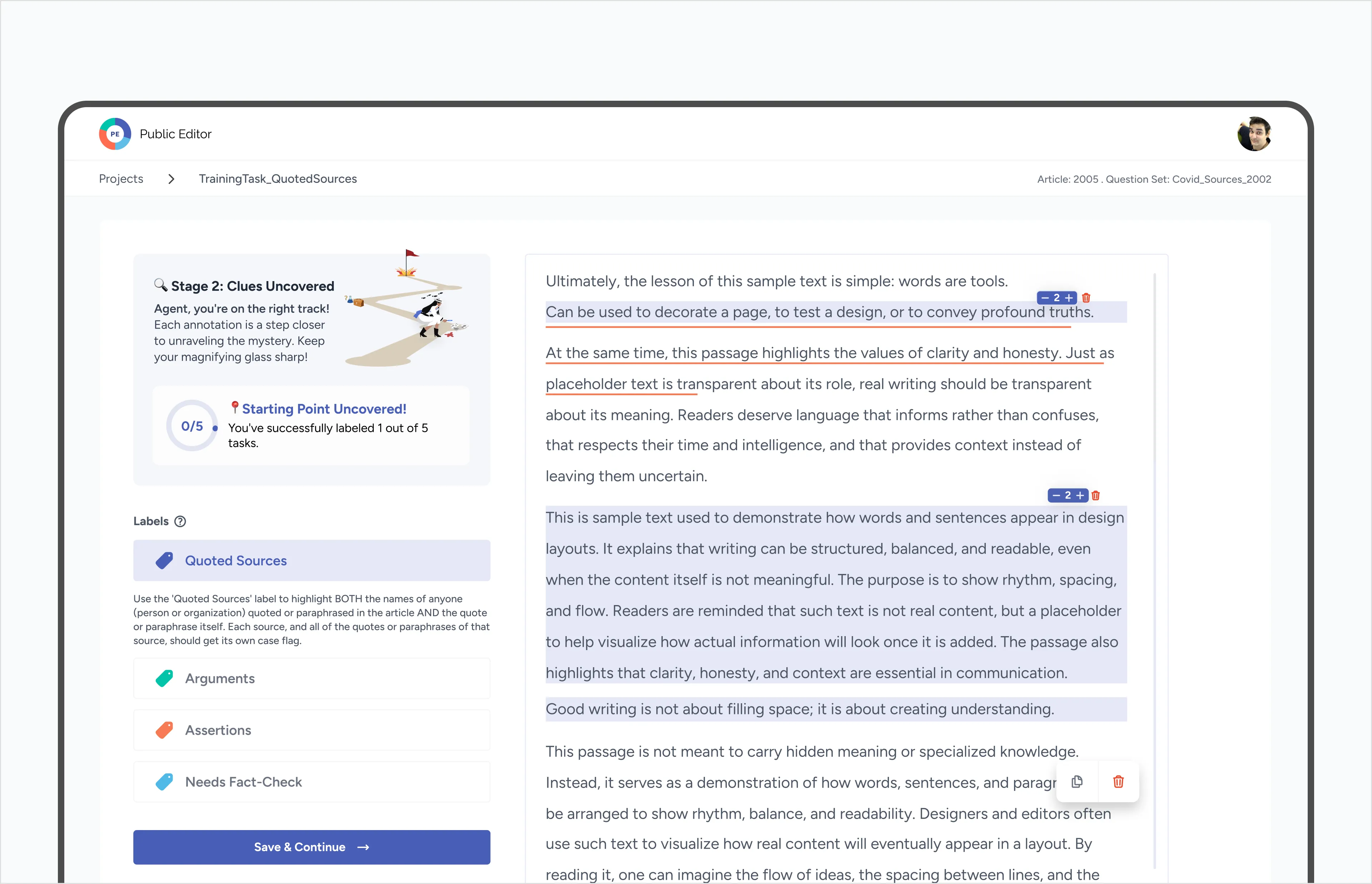 Public Editor annotator and training