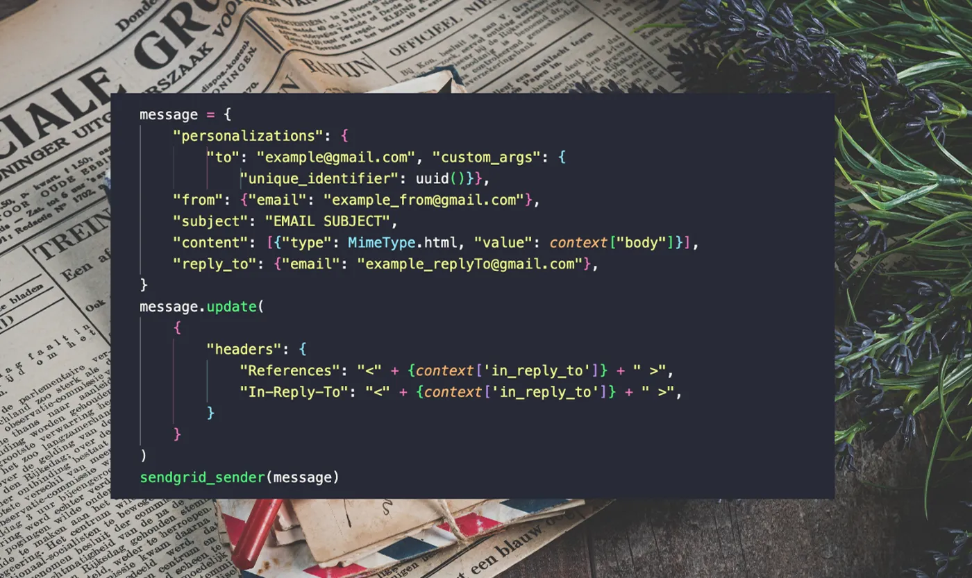 Email context headers including the In-Reply-To key